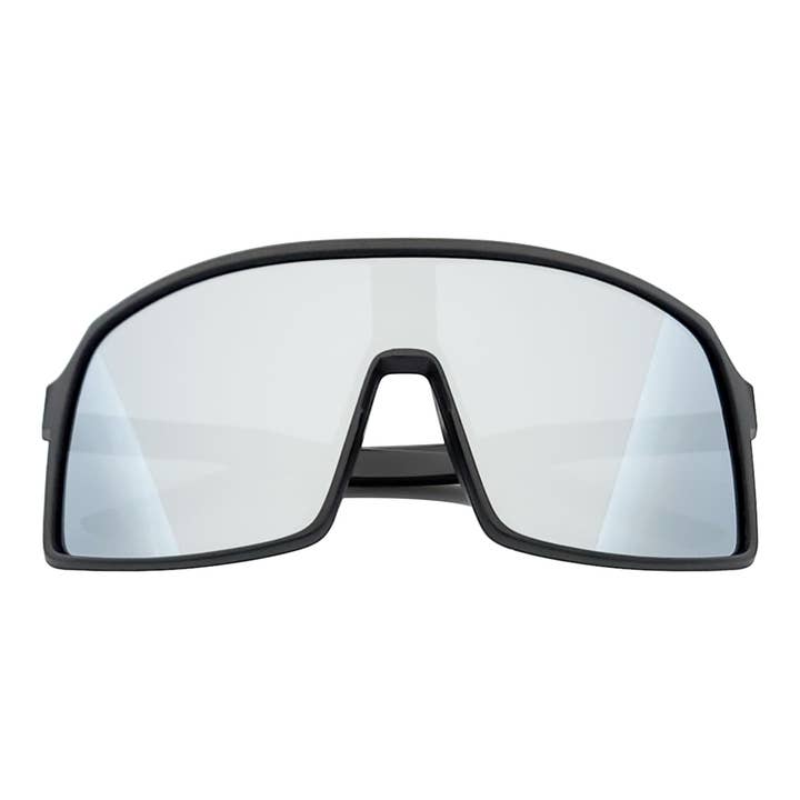 SENTRY - Grandes lunettes de sport avec écran de protection Noir Mat Miroir Argenté pour la vente par Morspecs