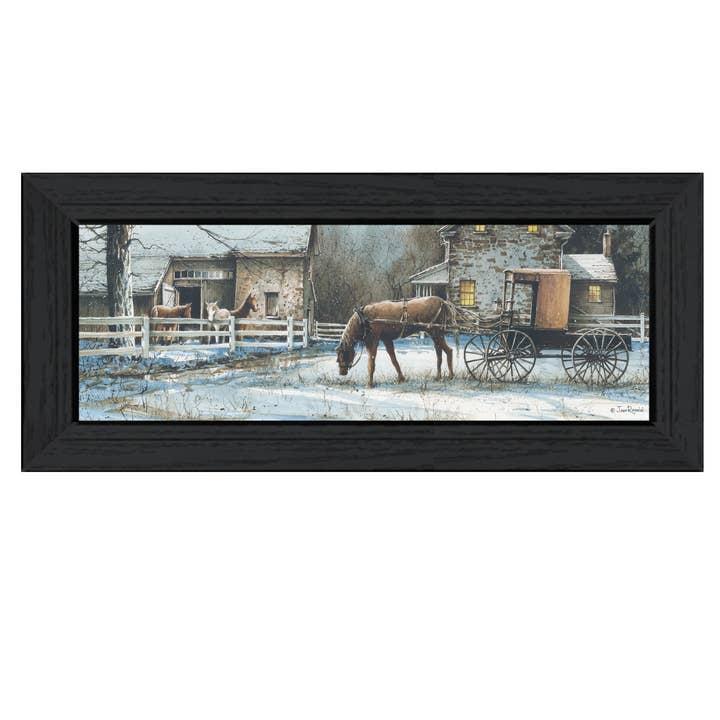 "Evening on the Farm" by Artisan John Rossini, Black Frame for wholesale by Trendy Decor 4U