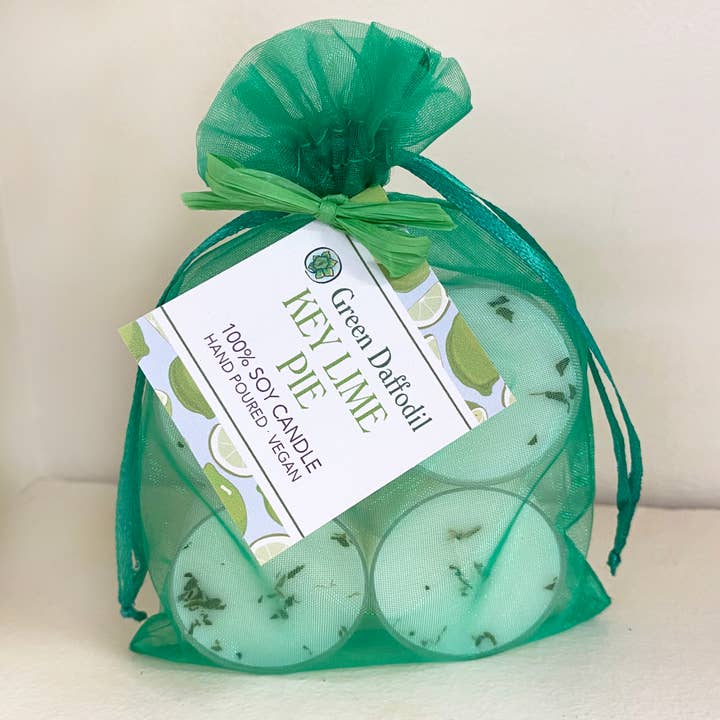 Green Daffodil Bath & Body - Wholesale Tea Light Candles - Key lime Pie Soy Candle Tealight 4-Pack - Florida