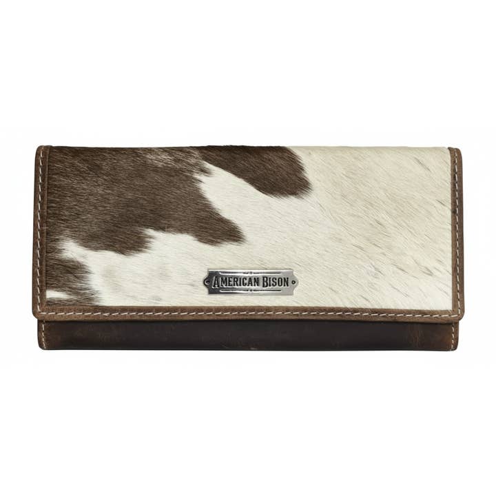 Dames Bruine Leren Portemonnee Hair-On-Hide ABLW-01-252516 voor wholesale door Leather Impressions Inc