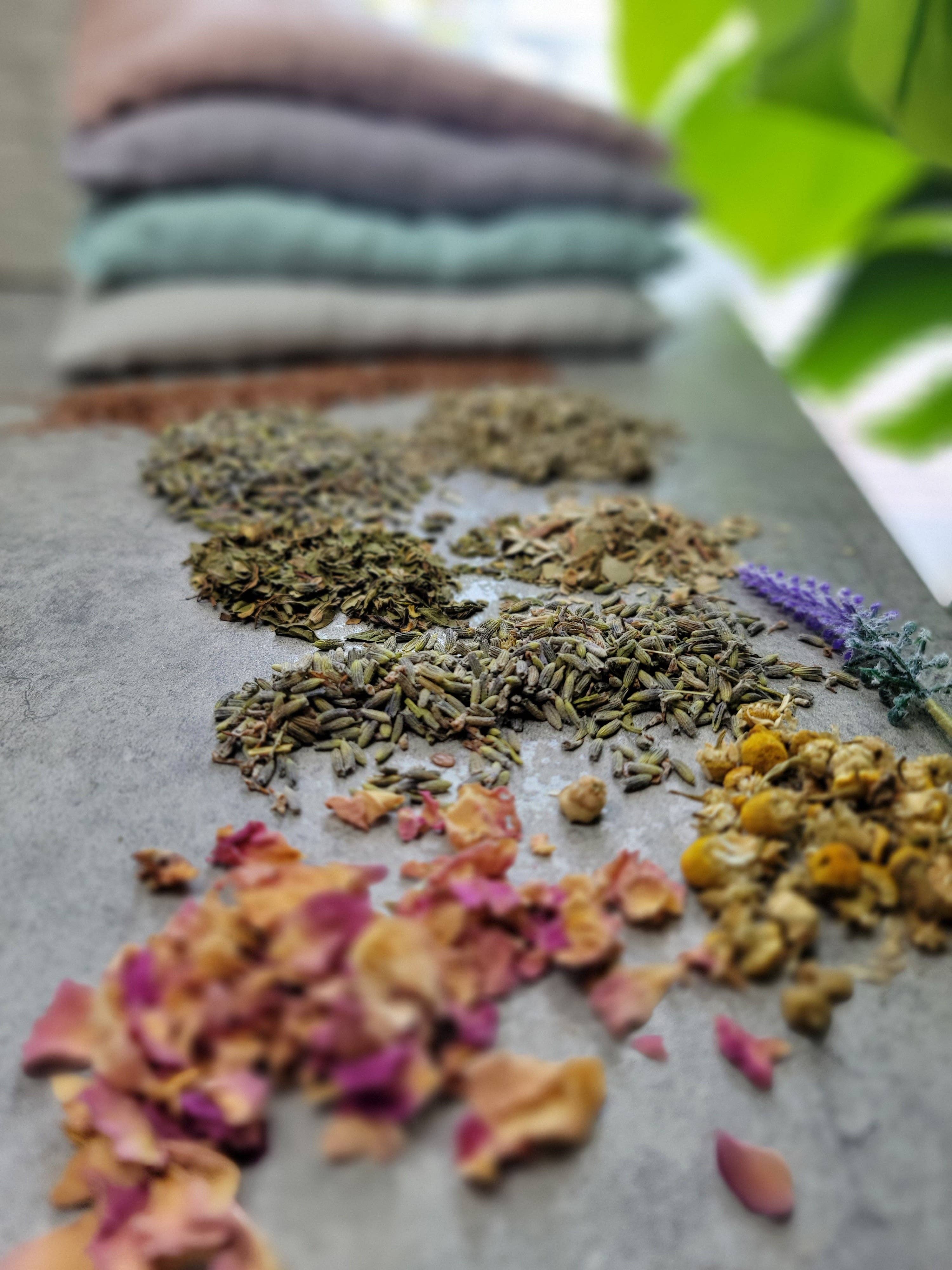 Calm Your Vibes - Venta al por mayor Cojín de spa/terapia - Almohada de aromaterapia caliente/fría para ojos - 100% tela de lino5