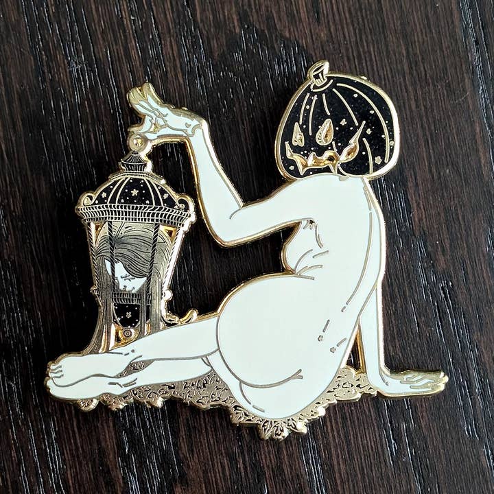 The Pumpkin Guarding Her Head - Human Version Pin for wholesale by WitchesandPins