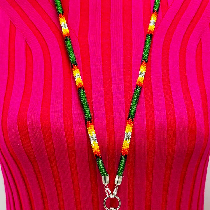 BEADS CORNER - Vente Lanière – femme - Lanière tissée verte du sud-ouest avec perles faites à la main4