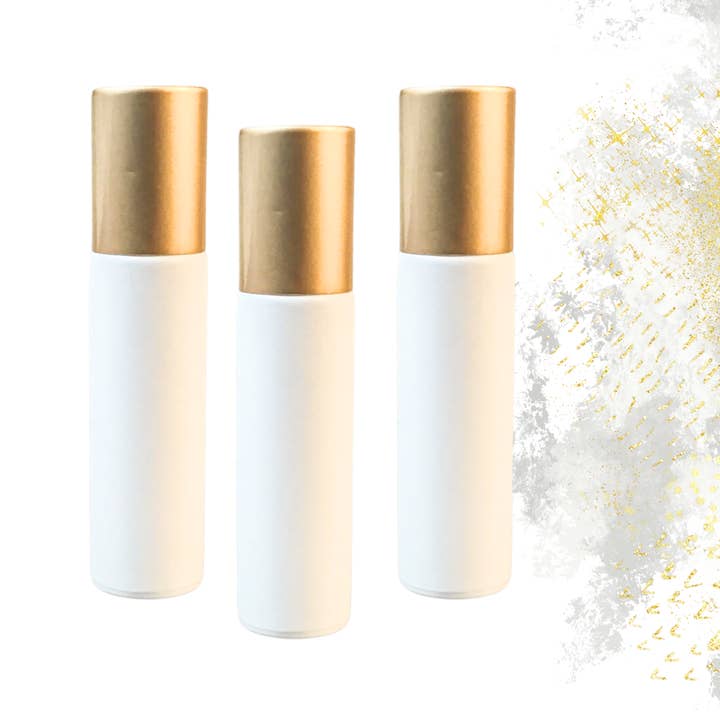 Essential Wellness - Body, Mind, Spirit - Wholesale Essential oil roll-on - CLASSIC WHITE 10ml Roller - Choice of Cap Color & Rollerball