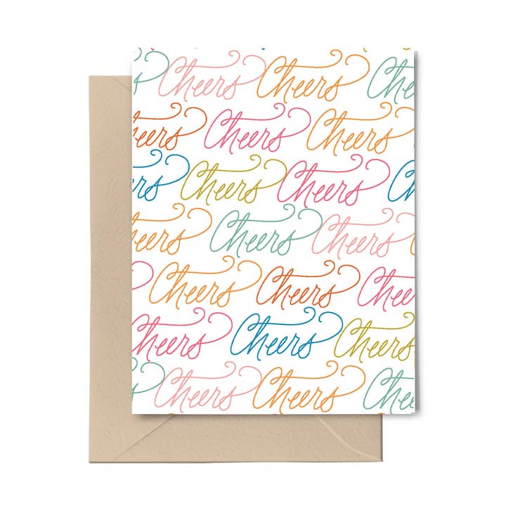 Notecard Set Of 8 - Cheers Cheers for wholesale by Love Struck Lettering
