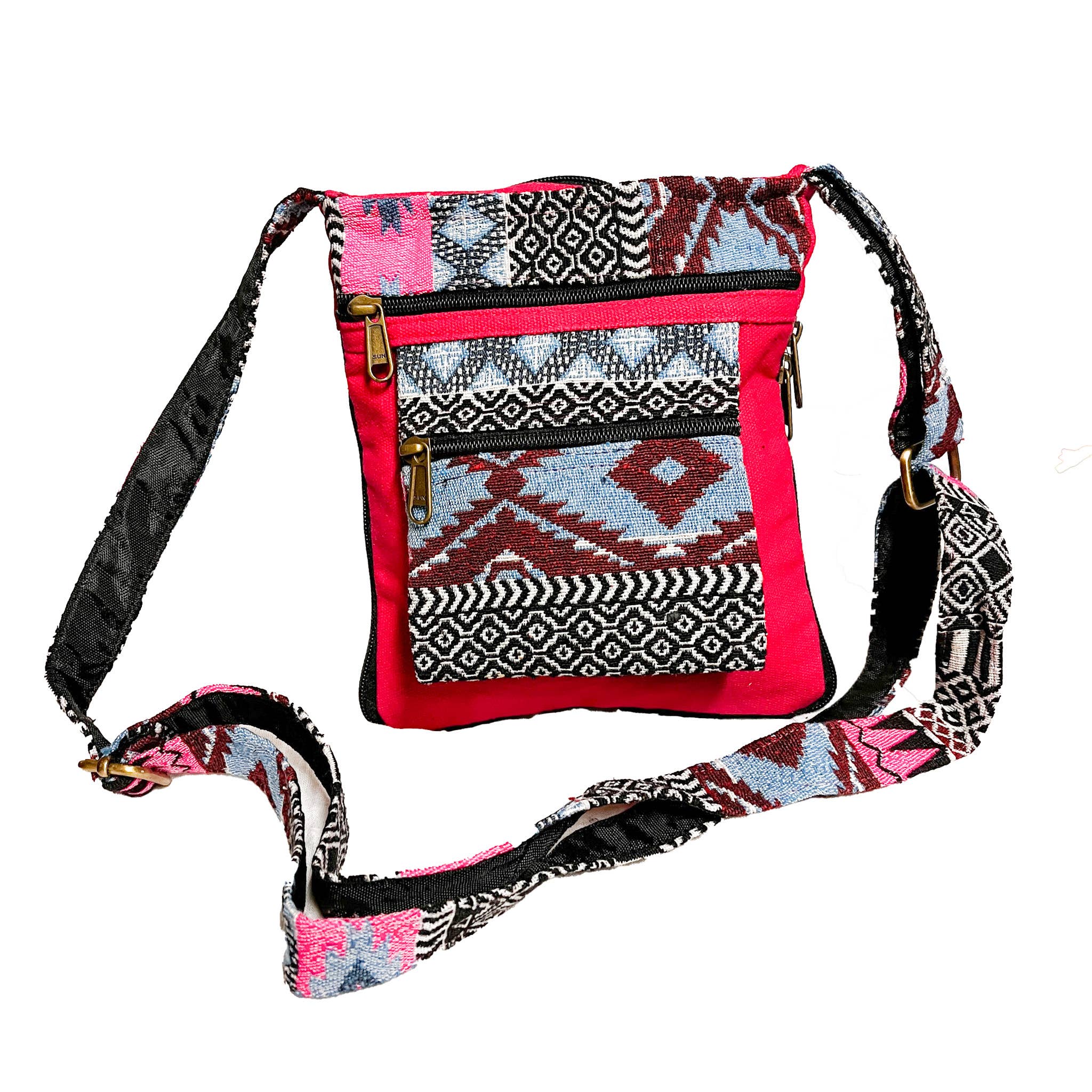 Zumki - Wholesale Crossbody Bag - Women's - Sage Geo Print Cotton Crossbody Expandable bag3