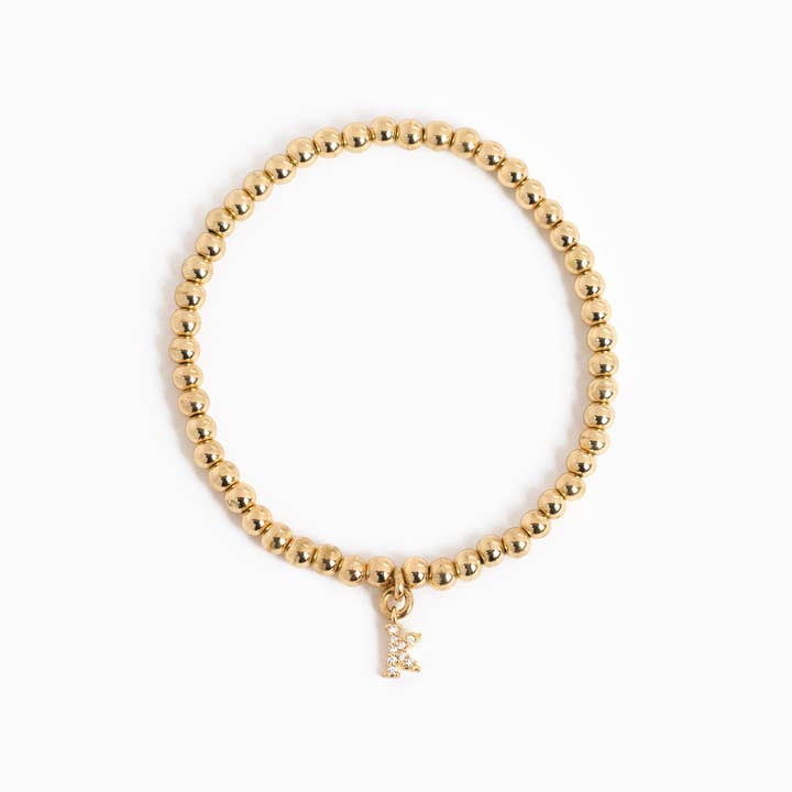 Sessori - Wholesale Charm/Dangle Bracelet - CZ Pave Letter Initial Stretch Bracelet9