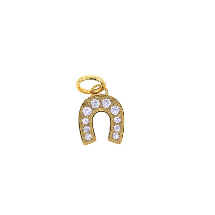 CZ Horseshoe Charm for wholesale by Lotus Jewelry Studio