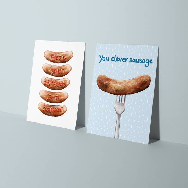 Katie Tinkler illustration - Wholesale Birthday Card - Hope Your Birthday Is A Banger - Funny Sausage Themed Card2