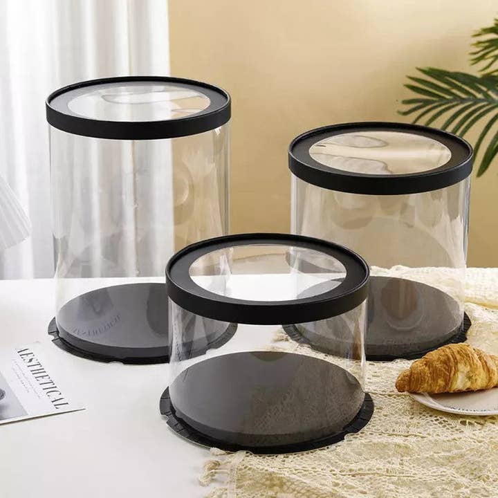 Elegant Design Supply - Wholesale Cake Stand - Round Tall Transparent Clear Cake Box with base and CLEAR Lid
