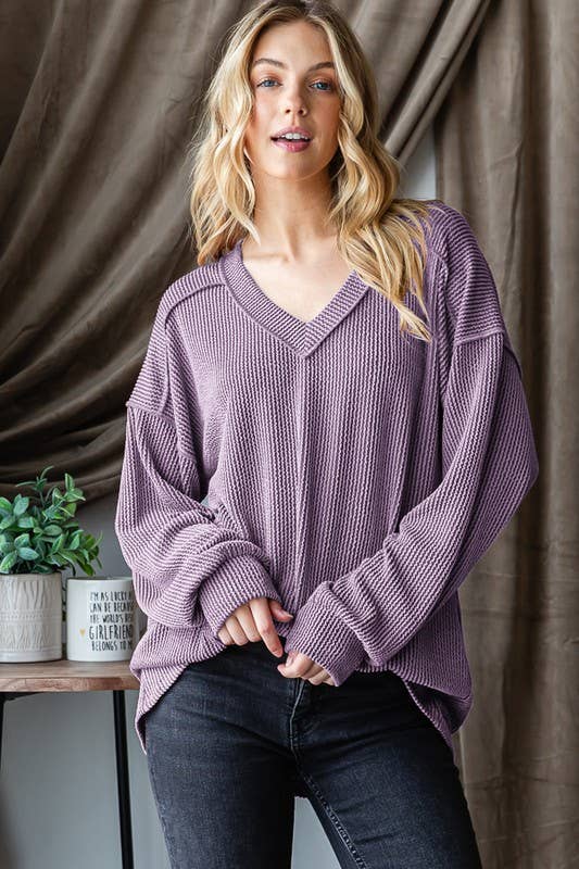 HEIMISH - Wholesale Tunic - Women's - ET7650-10 LONG PUFF SLEEVE SOLID URBAN RIBBED TOP11