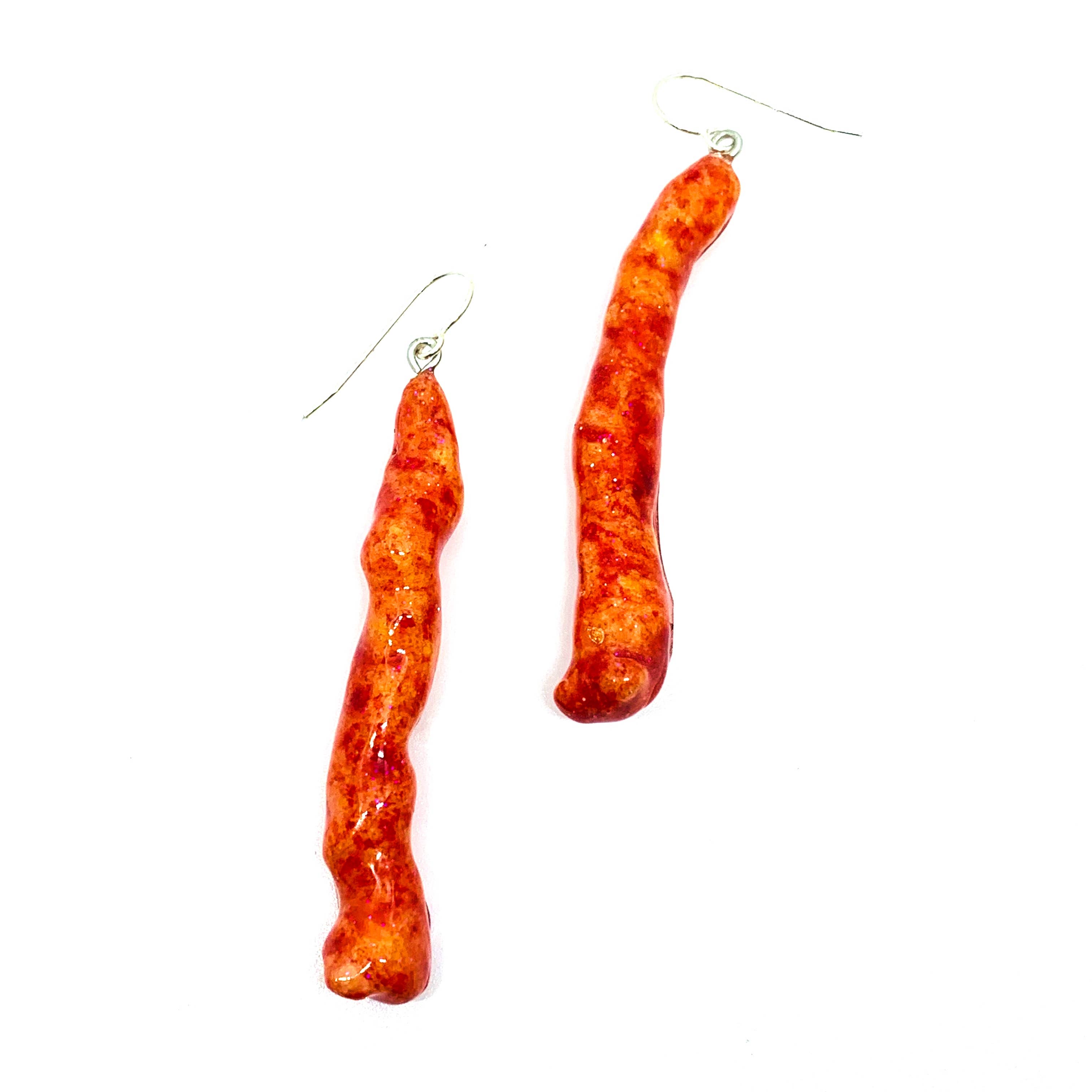 Glitterlimes - Wholesale Hangende/ronde oorbellen - Hot Cheeto Oorbellen - Snack sieraden2