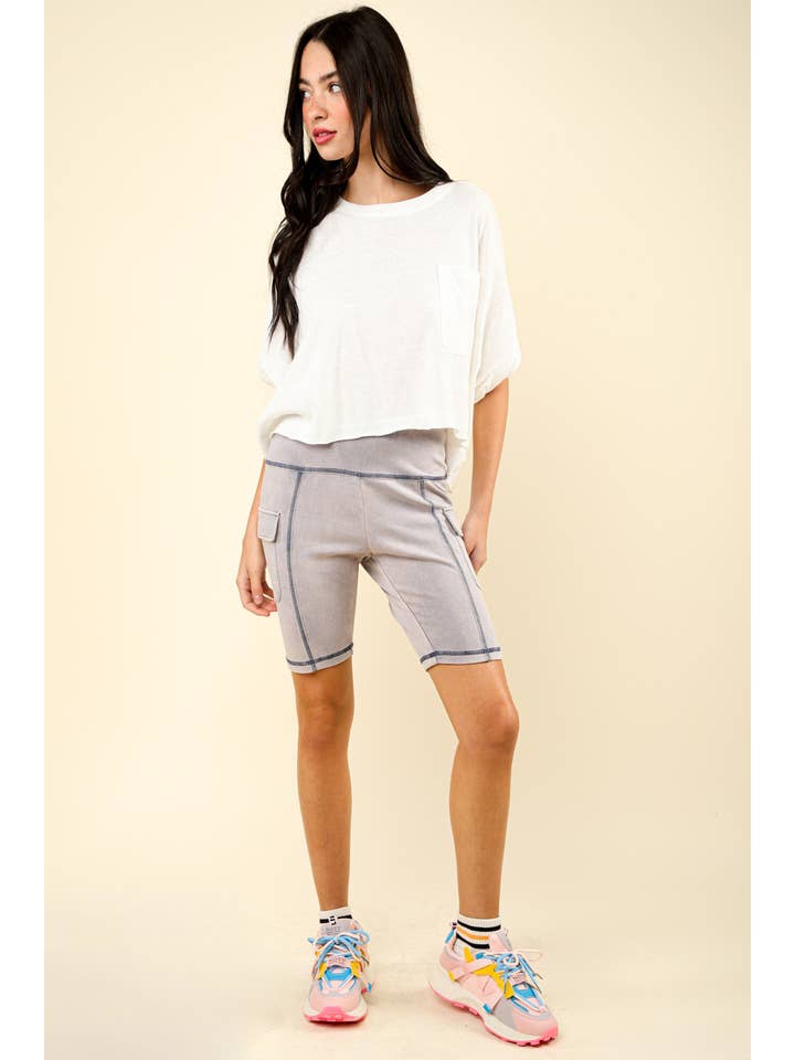 VERY J – Engroshandel Shorts – Kvinder – NP70303-vaskede bløde strikkede Cargo cykelshorts7