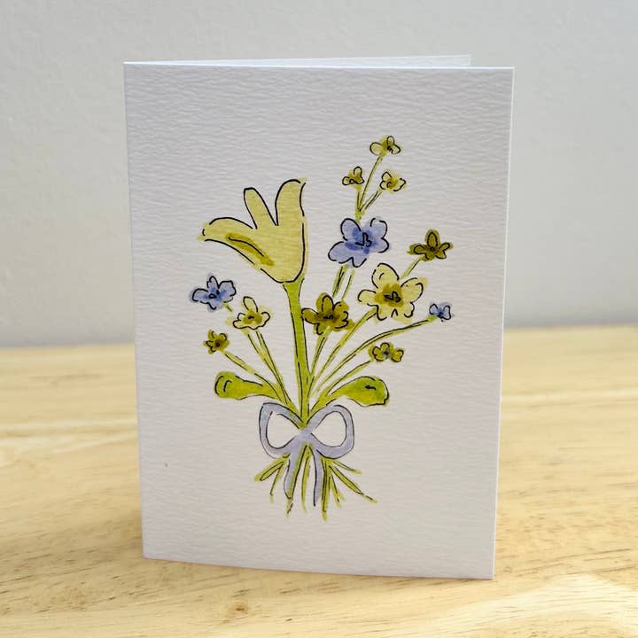 Blue Bouquet Floral Greetings Card for wholesale by Rosetta