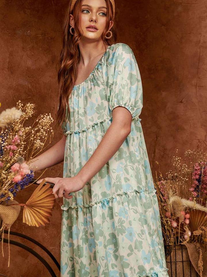 FLOWER PATTERN MAXI DRESS for wholesale by mittoshop