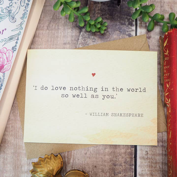 Literature Lovers Card Shakespeare Quote Valentines for wholesale by LiteraryEmporium