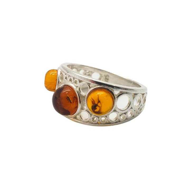 Cognac Amber Sterling Silver ringar för wholesale av Amberman