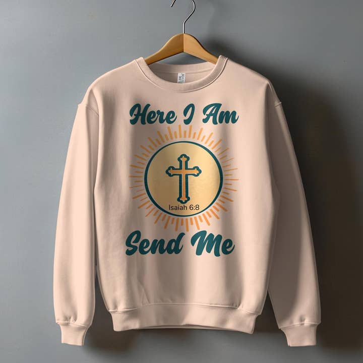 FreakyTeeFactory - Wholesale Screen Printed T-Shirt - Women's - Christian T-Shirt Here I Am Send Me, Isaiah 6 8 Scripture Tee, Religious Gift, Faith-Based Clothing, Unisex Bible Verse Shirt4