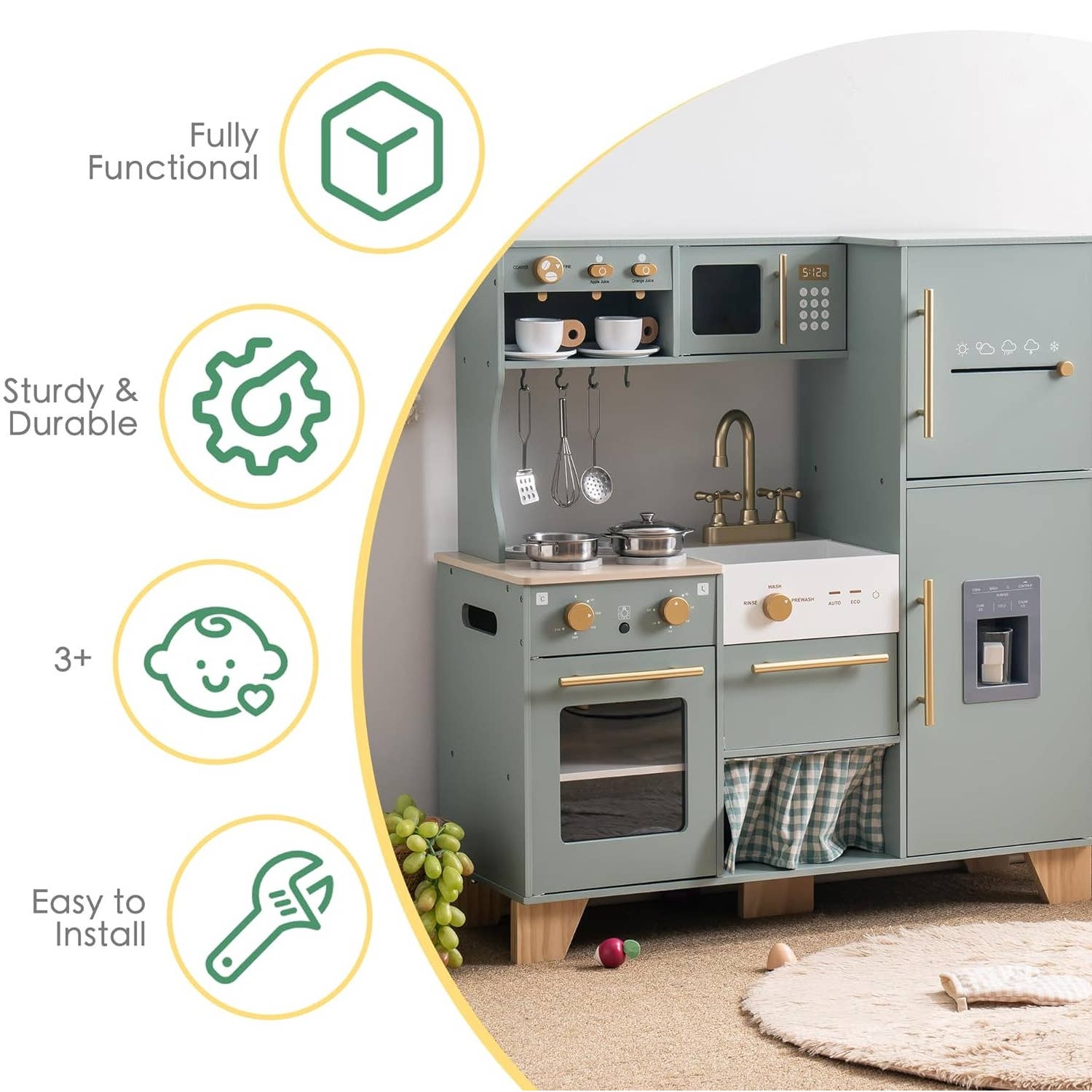 Robud & Mewoofun Official Store - Vendita all'ingrosso Set di giocattoli - Bambini - Set cucina giocattolo in legno Robud Large per bambini5