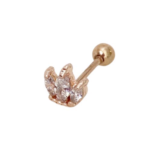 Crown Crystal Barbell Earring - Rose Gold for wholesale by Blush & Co