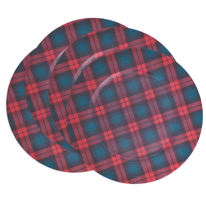 Red Green Tartan Style Charger Plate for wholesale on Faire3