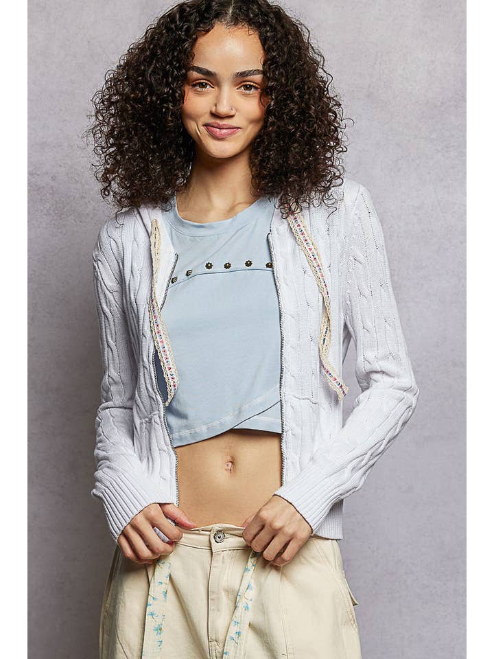 Pol Clothing - Wholesale Hoodie - Women's - Full Sleeve Solid Acrylic Sweater Hoodie Zip Up Knit Top15