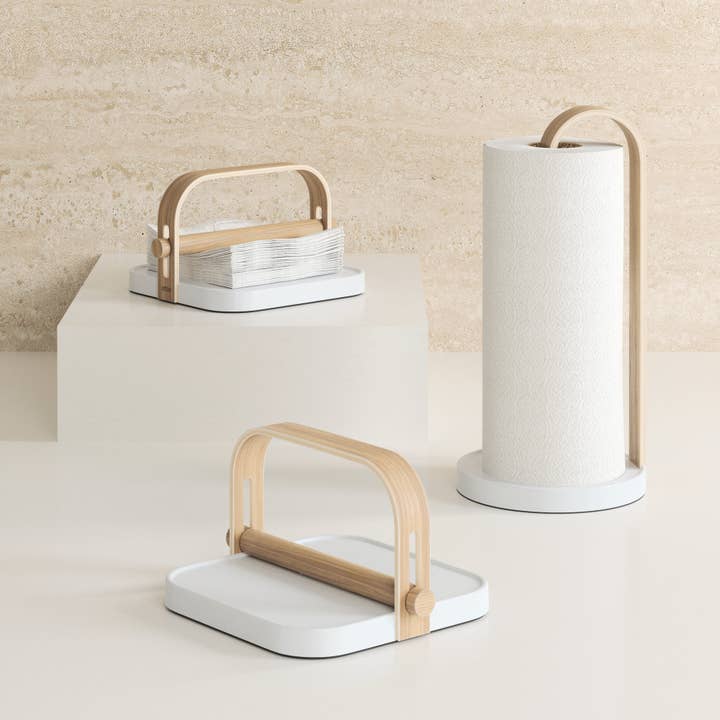 White Natural Bellwood Napkin Holder for wholesale on Faire2