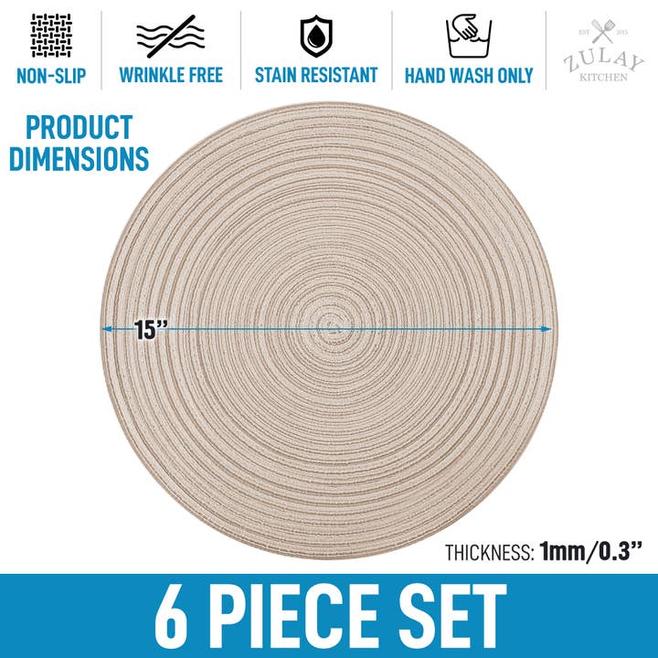 Zulay Kitchen - Wholesale Placemat - 15-Inch Braided Round Placemats – Set of 66