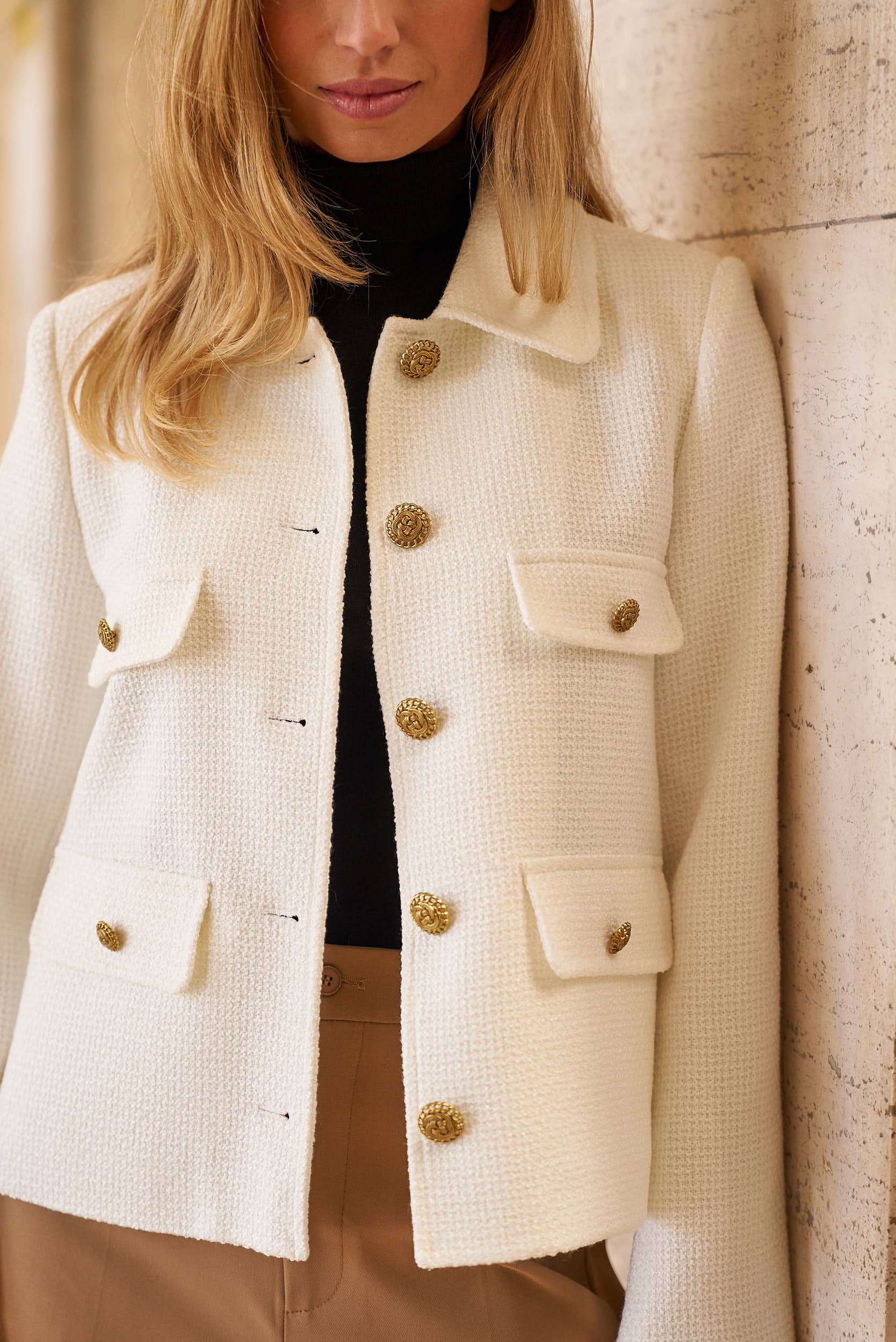 Attentif Paris - Wholesale Jacket - Women's - Straight cut plain tweed jacket1