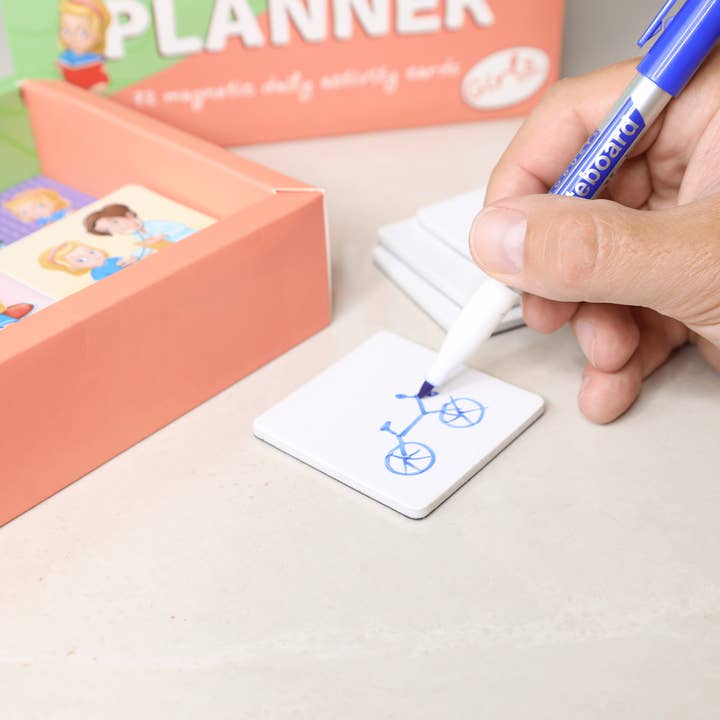 Kluzoo - Vendita all'ingrosso Carte didattiche - Bambini e neonati - Day Planner Girls - 72 carte magnetiche con routine quotidiana
