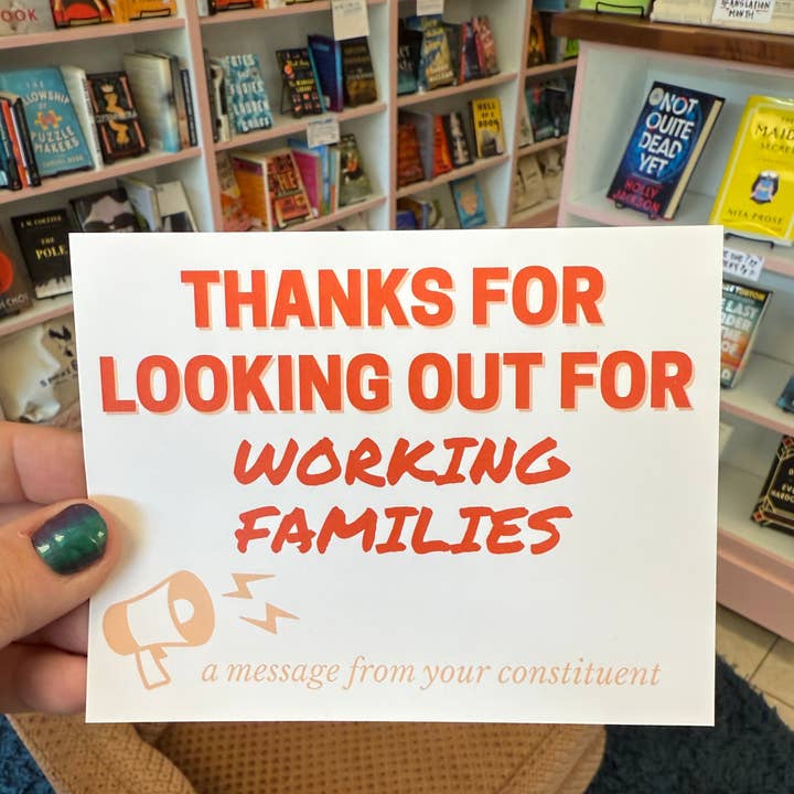 Strong Feelings Press - Wholesale Postcard - Thanks For Looking Out For Working Families0