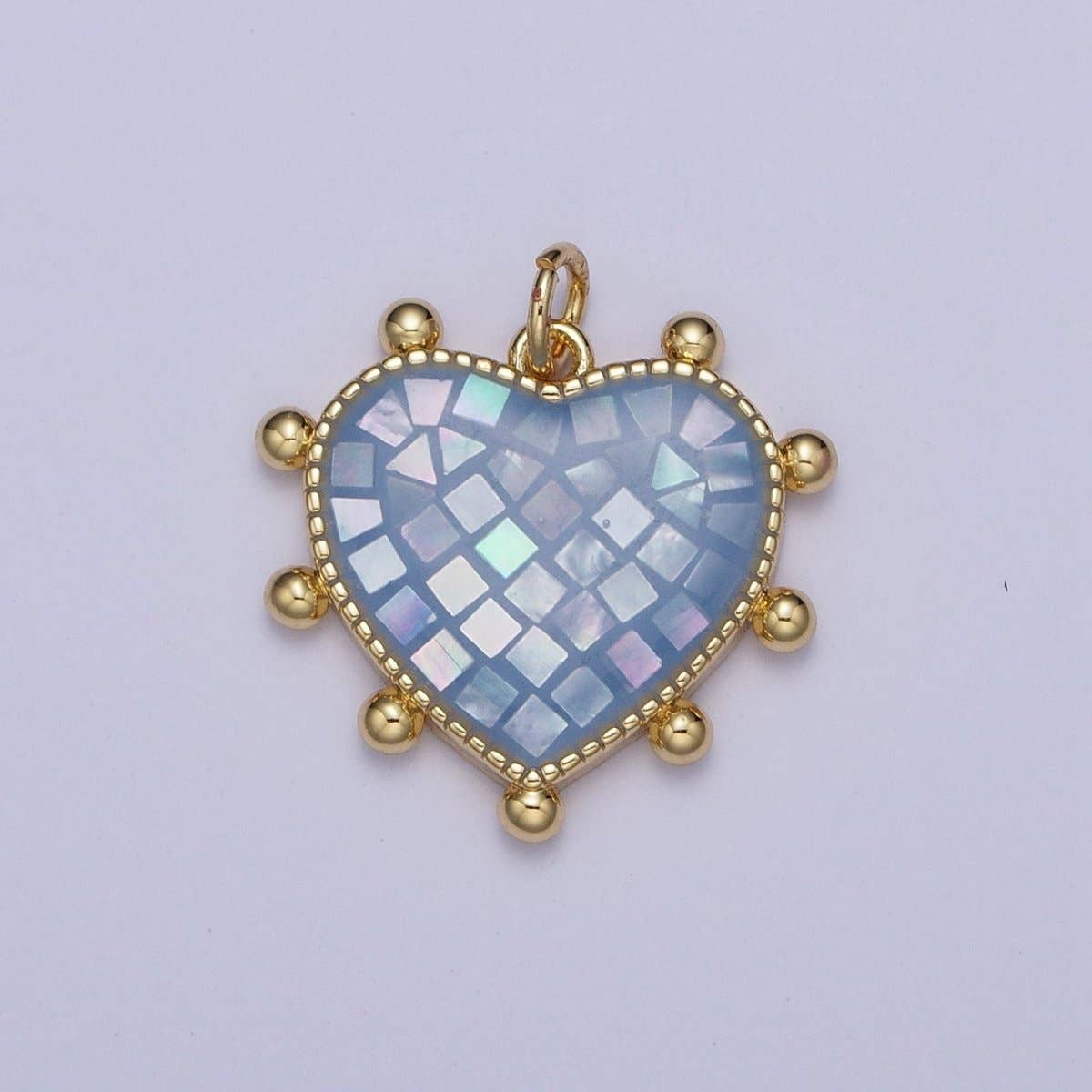 Aim Eternal - Wholesale Individual Charm/Pendant - Purple, White, Pink, Teal, Green, Blue Shell Opal Beaded Heart Love Charm For Jewelry Making AG062 - AG0675