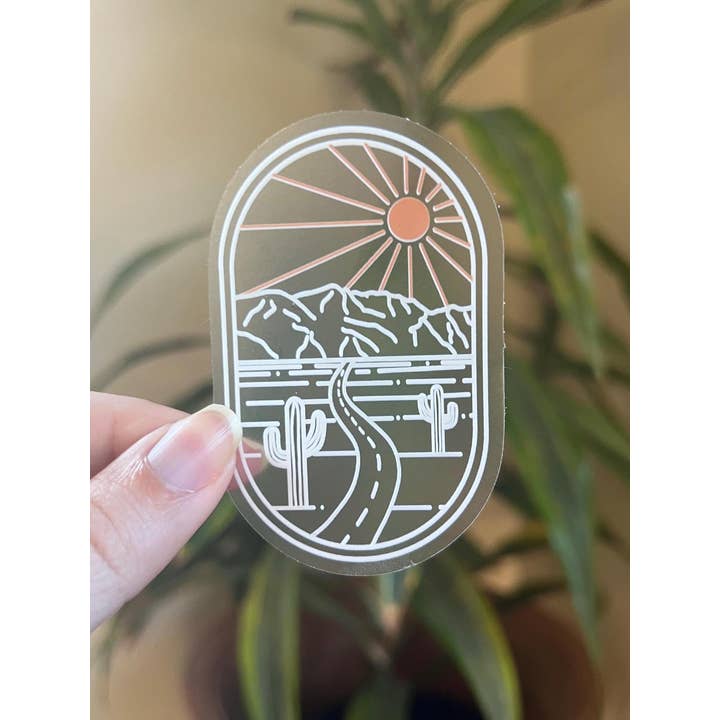 Pegatina de Sol Desértico Claro | Calcomanía de Cactus en Carretera Desértica para venta al por mayor de Desert Light Co.