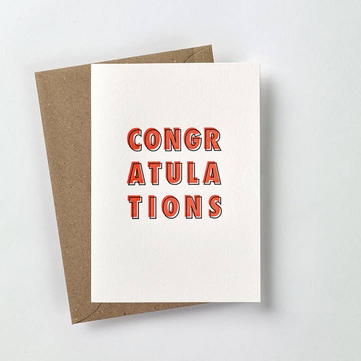 Neon congratulations card for wholesale by over the c.