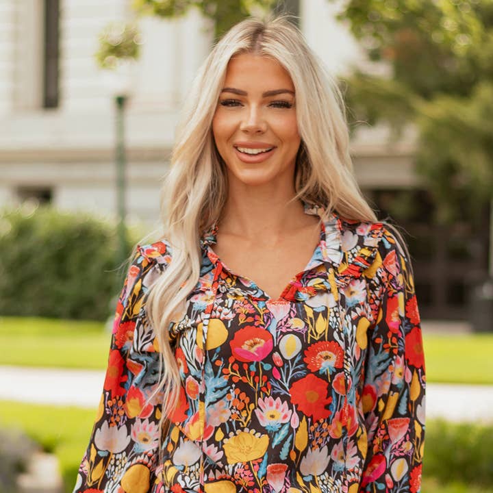 Floral 3/4 Puff Sleeve Tied Neck Blouse and other Purchase Wholesale floral print fabric. Free Returns & Net 60 Terms on Faire trending on Faire.