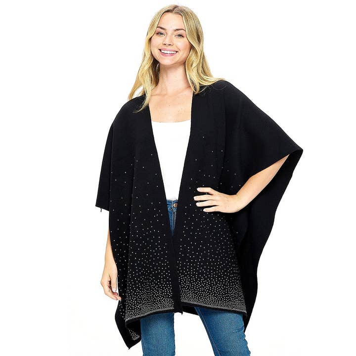 Diacly - Wholesale Wrap - Women's - Sophisticated Corner Edge Spreding Rhinestone Shawl