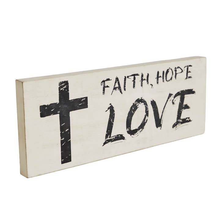 VHC Brands - Wholesale Sign - Faith Hope Love Wooden Sign 5.5x14.5