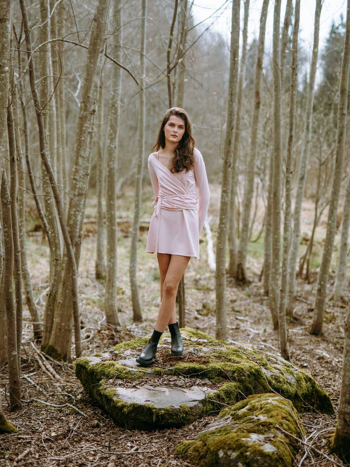 Organic cotton Long Sleeve Wrap Top - pink for wholesale by Pashi