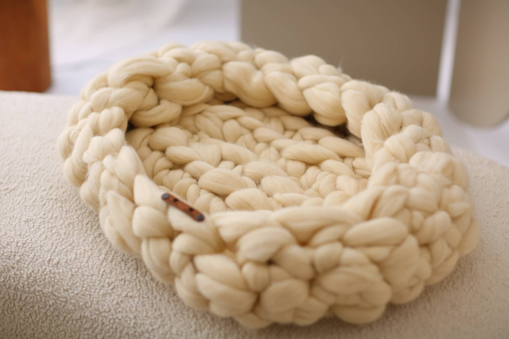 Schaapmaatje – wholesale Bedding blanket – Kids & Baby – Hand-knitted soft baby nest - 100% Pure Merino Wool Natural1