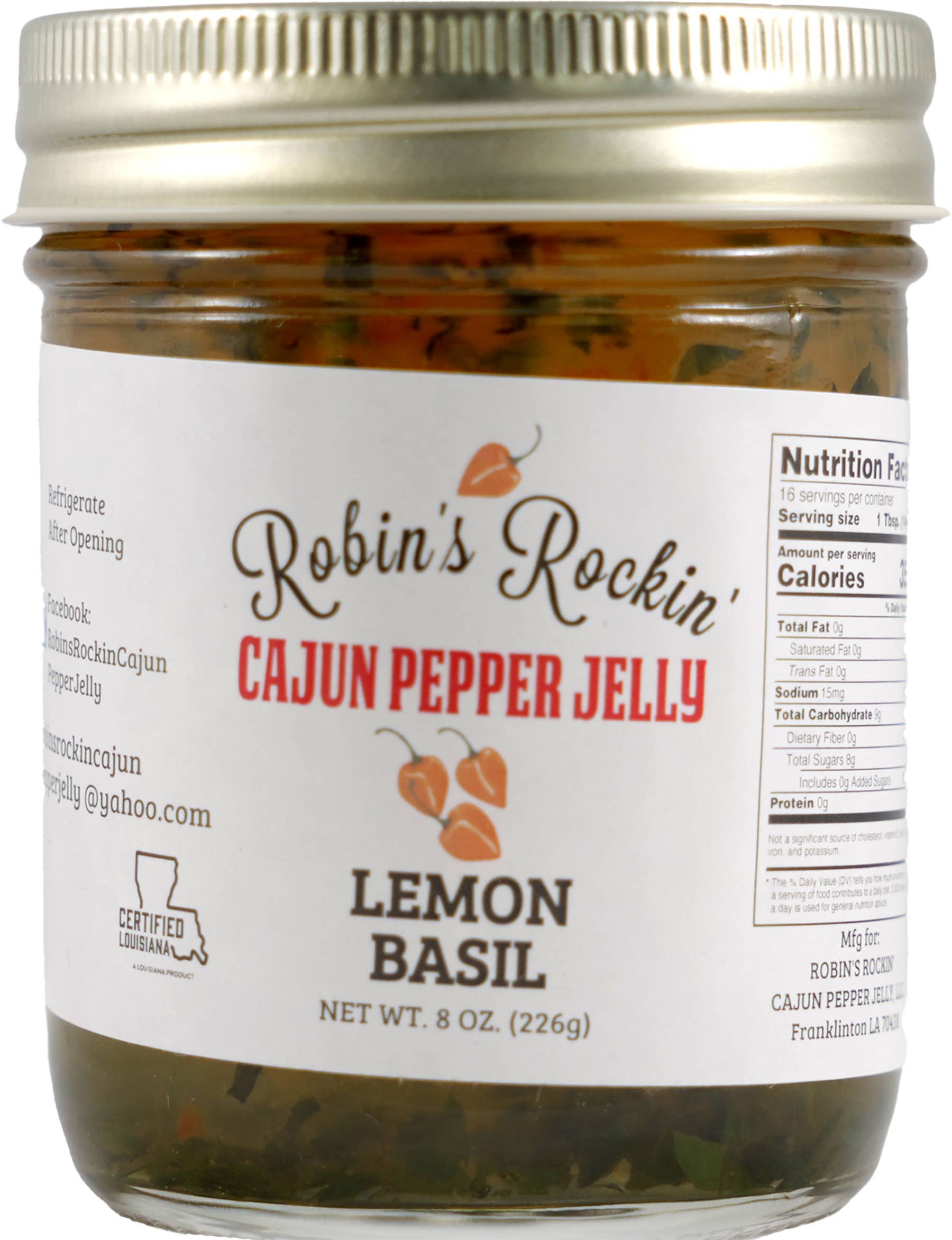 Robin’s Rockin’ Cajun’ Pepper Jelly - Wholesale Jam/Jelly - Robin's Rockin' Cajun Lemon Basil Pepper Jelly0