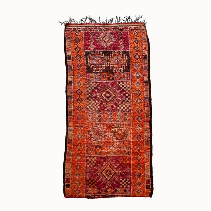 Tappeto Vintage Marocchino Nayer | 128 cm x 249 cm per la vendita all'ingrosso da parte di Apartment F - shipping from Austin, TX