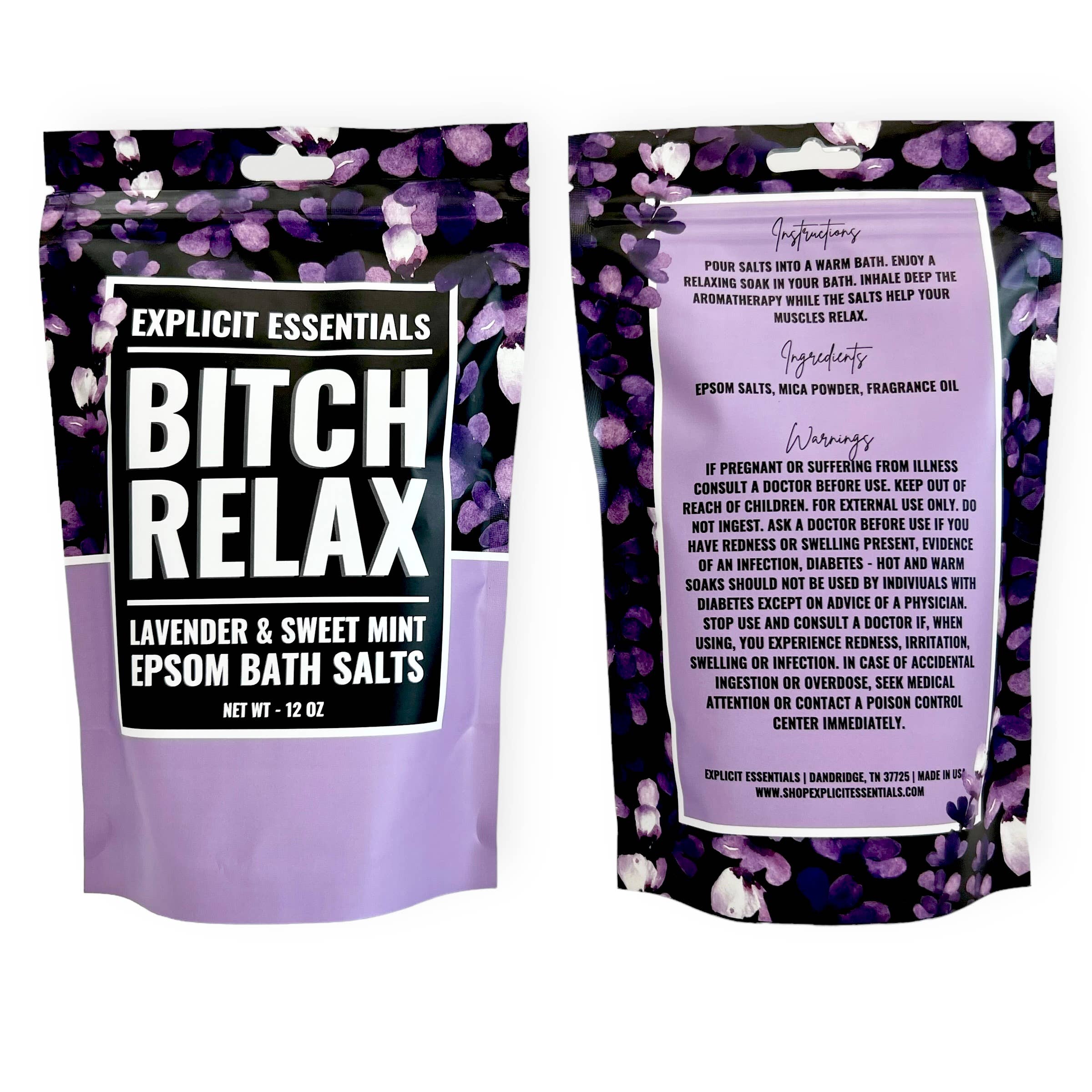 Explicit Essentials - Wholesale Bath Salts - Bitch Relax Bath Salts 12oz Bag10