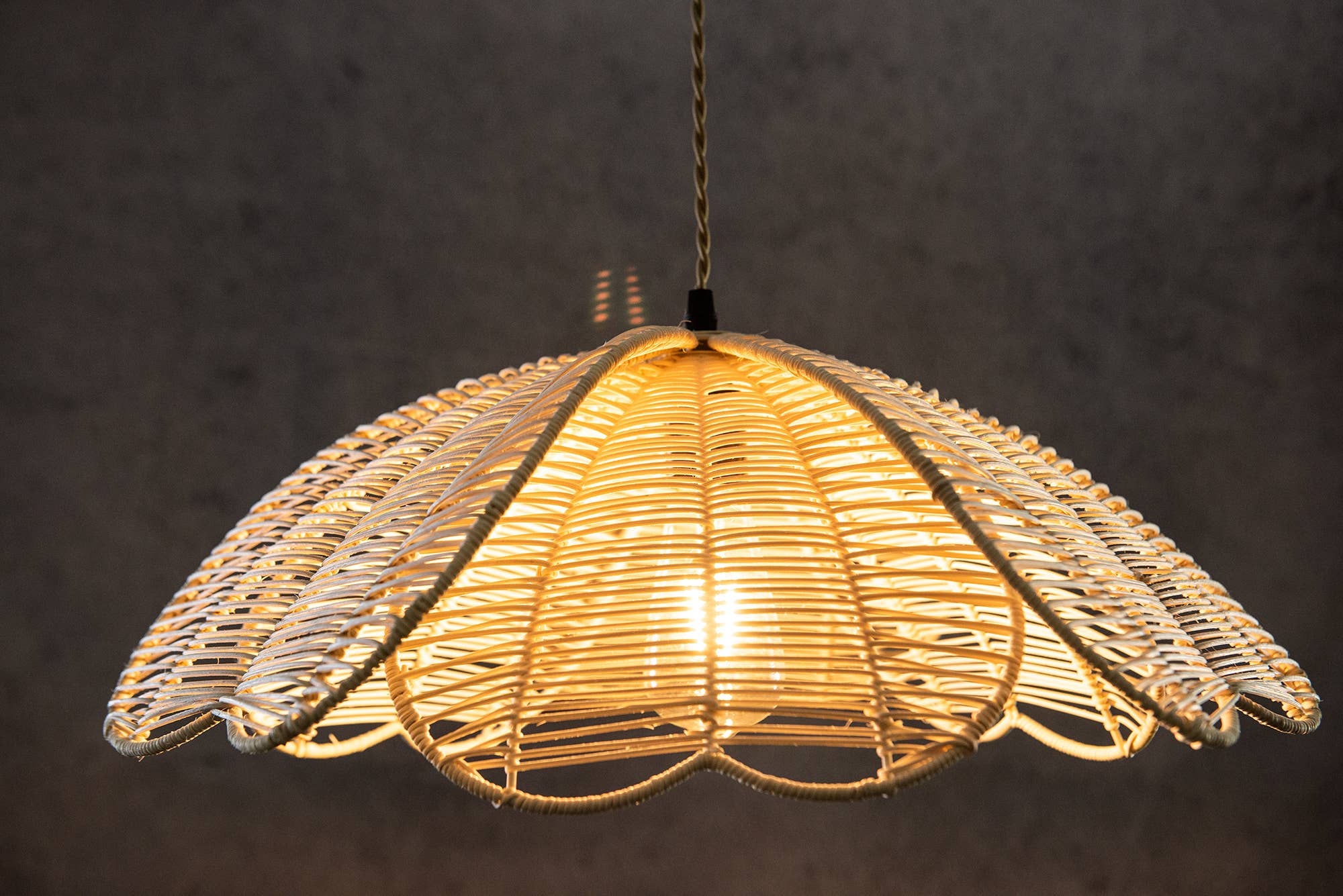 Natural Rattan Flower Pendant Light Coastal Hanging Fixture Light for wholesale on Faire9