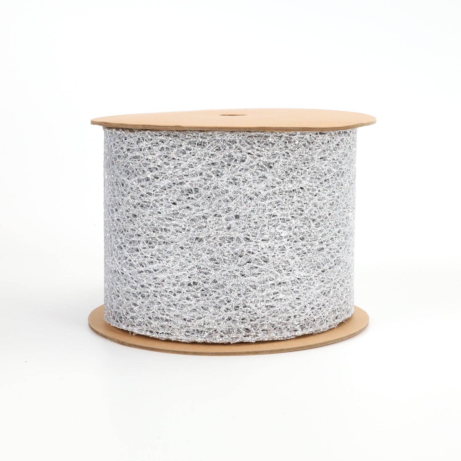 LA Ribbons Wholesale - Wholesale Ribbon - Gift Wrapping - 4" Mesh Wired Ribbon | Silver | 10 Yard Roll1