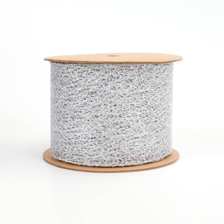 LA Ribbons Wholesale - Wholesale Ribbon - Gift Wrapping - 4" Mesh Wired Ribbon | Silver | 10 Yard Roll
1