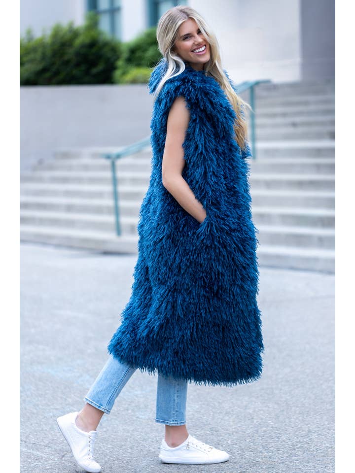 W.A.Y. --Wonderful And Young - Wholesale Outerwear Vest - Women's - W.A.Y Mongolian Lamb Faux Fur Maxi Vest6