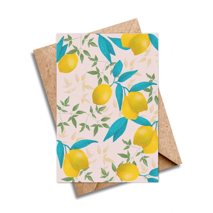 Lemons Greeting Card - Everyday Patterned Card for wholesale by Ilana Ewing Designs