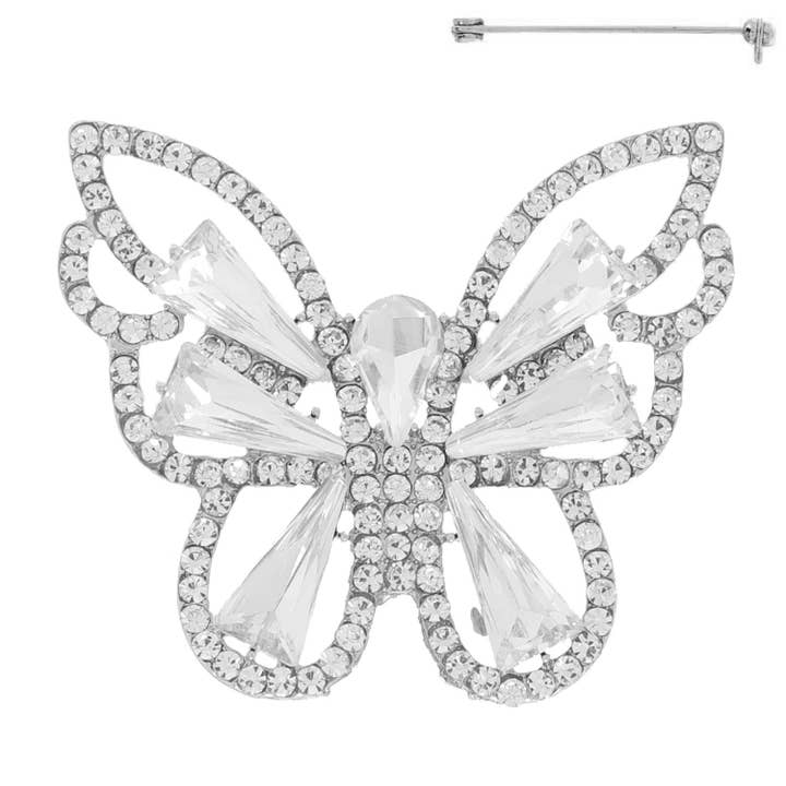 SP Sophia Collection - Wholesale Brooch - Vintage Crystal Gemstone Butterfly Brooch Pin