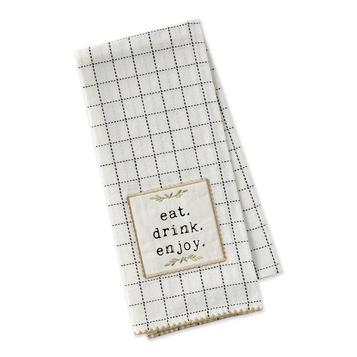 Eat Drink Enjoy Embellished Dishtowel for wholesale by Design Imports