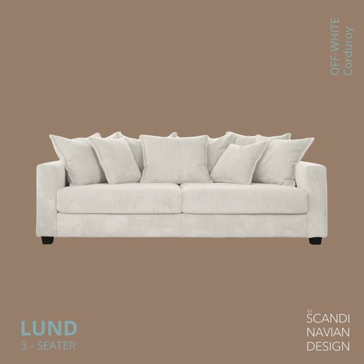 Lund 3-personers sofa i off-white kordfløjl med aftageligt og vaskbart betræk for engroshandel hos SCANDINAVIAN STORIES by MARTON